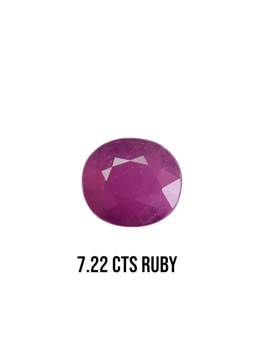 7.22ct GRS Certified Natural Ruby Unheated Purplish Red Eye clean Color Gemstone