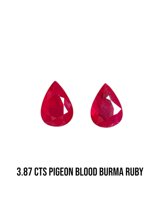 3.87 Cts AIGS Certified Pigeon blood Burma Ruby Pair 1W20